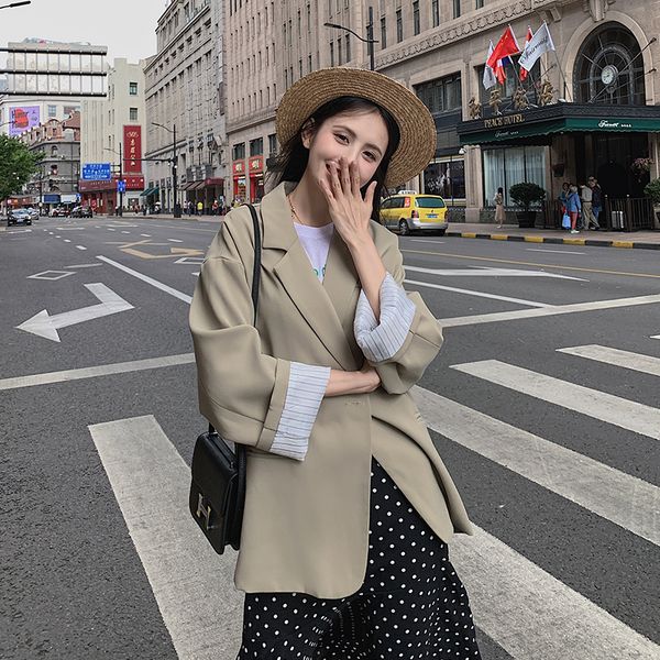 

large size blazer plus size women blazers and jackets new women clothes women's suit double buckle blazer solid color jacket, White;black