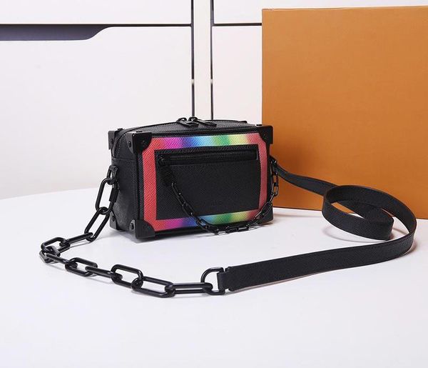 

2020 new designer handbags luxury purse mini soft trunck l bag chain shoulder strap women box purse rainbow color purse