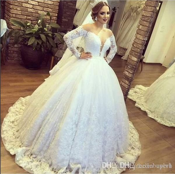 

ball gown long sleeve vintage milla nova wedding dress 2019 plus size vestidos de fiesta bridal wedding gowns nigeria, White
