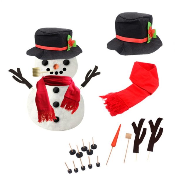 

16pcs diy snowman making decorating dressing kit winter party kids toys christmas holiday decoration gift