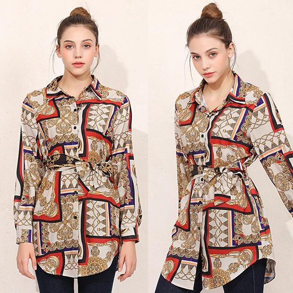 

neck panelled long sleeve shirts irregular designer shirt womens spring autumn printed blouses lapel, White