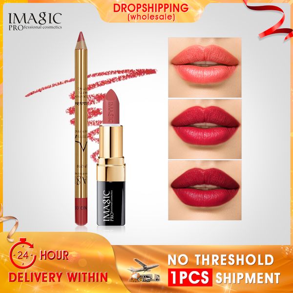 

imagic matte lip brand kit 2pcs/set lipsick+lipliner lips make up set malong lasting water proof lipstick makeup kit