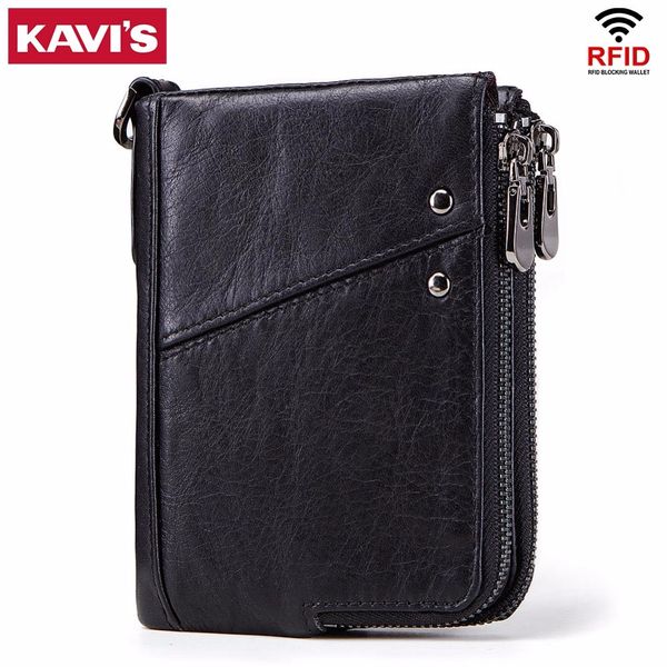 

kavis genuine leather men wallet short small male purse for poin pocket fashion card holder money bag mens mini, Red;black