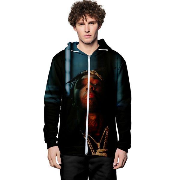 

певица поп печати мужские толстовки с длинным рукавом с капюшоном мужчины пуловеры толстовки кардиган zipper мужчины вскользь фуфайки, Black