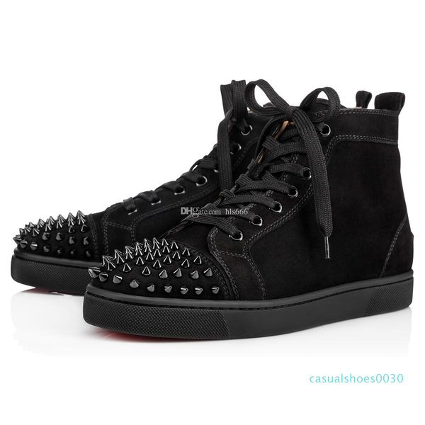 

plain leather black sheepskin sneakers luxury designer red bottom flat spikes outdoor men dress wedding walking high trainers stud c30