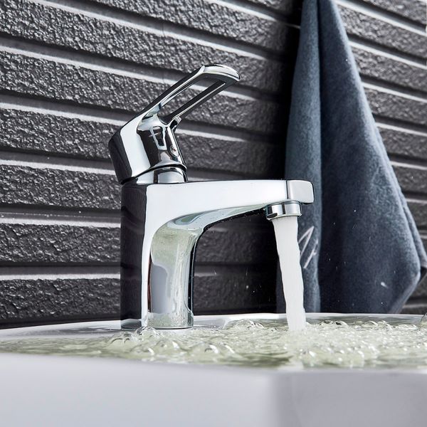 

polished chrome bathroom basin faucet single hole deck mounted vanity sink mixer tap solid brass basin sink tap