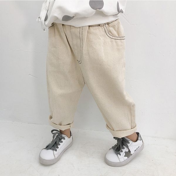 

2019 children's wear jeans solid color girls loose jeans girls baby boys jeans, Blue
