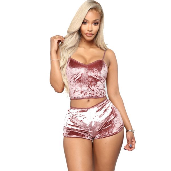 

july's song 2019 new sling and short pajama set sleepwear pajamas women velvet crop panty sets homewear, Blue;gray