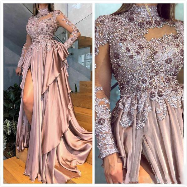 

aso ebi arabic lace beaded crystals evening dresses long sleeves prom dresses chiffon formal party second reception dresses gowns, Black;red