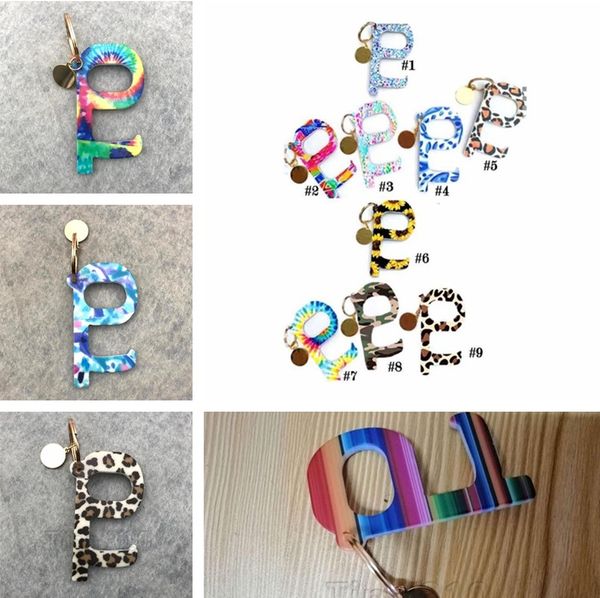 

door opener no-touch keys door opener keychain pendant portable keep hands self-cleaning elevator tool keychains 6060, Silver