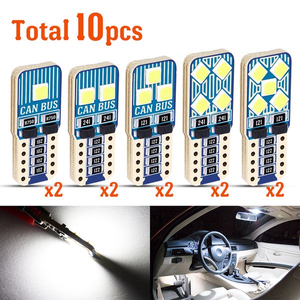 

w5w t10 led bulbs canbus error 168 194 white lamp for car auto interior dome trunk light side marker license plate lights
