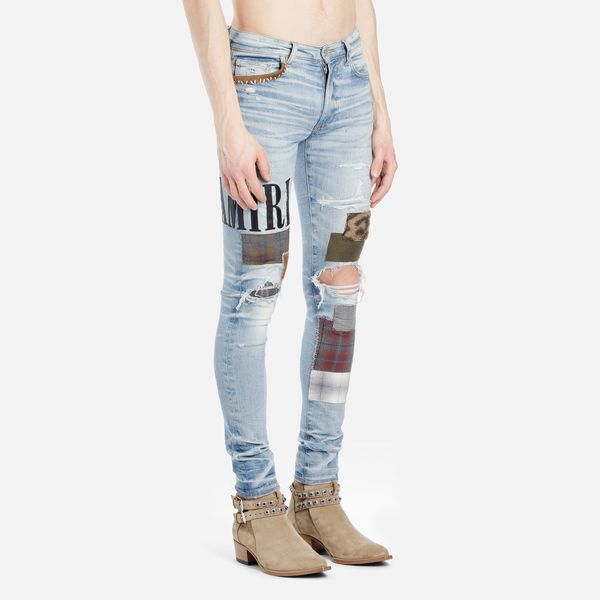 

мужские джинсы дизайнер моды промытые и кроссировочных джинсы роскошные leopard брюки мужские брюки высокие st марка letters жан 2 цвета раз, Blue