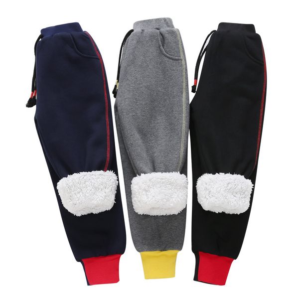 

new winter 2019 girls sport pants clothes boys cotton solid fleece trousers clothing kids mid waist bottoms children warm pants, Blue