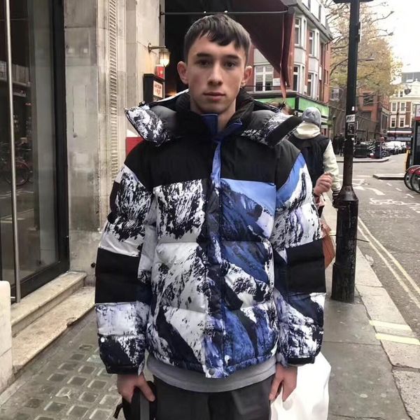 

мужские дизайнерские куртки коробка логотип совместный вид на горы снег гора храбрый tn fc5 пуховик осень и зима пары теплые, Black