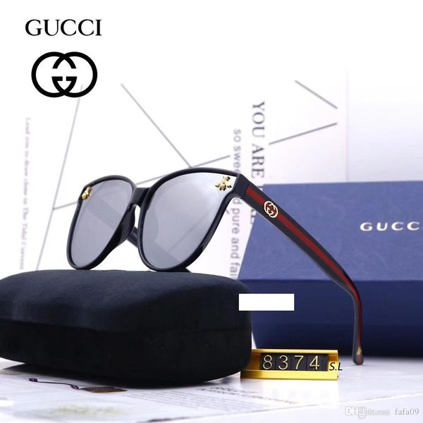 

model 8374 fashion round sunglasses mens womens designer brand sun glasses gold metal black dark glass lenses better black case, White;black