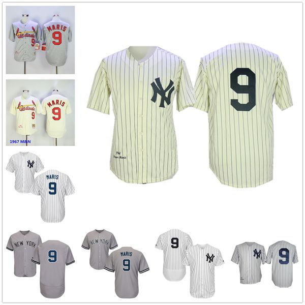 

roger maris jersey 1951 1961 home away white cream pinstripe vintage men size m-3xl all stitched, Blue;black