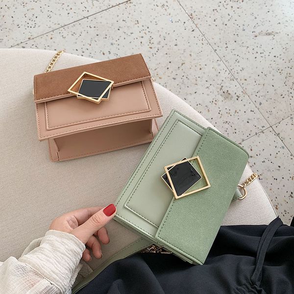 

luxury lock scrub leather crossbody bags for women fall small chain shoulder messenger bag lady contrast color handbags purses