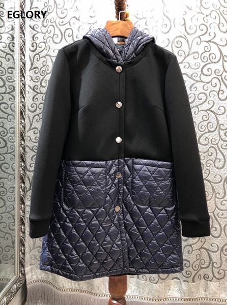 

hooded long coats 2019 autumn winter outerwear coats women parka patchwork long sleeve casual jackets ladies, Black;brown