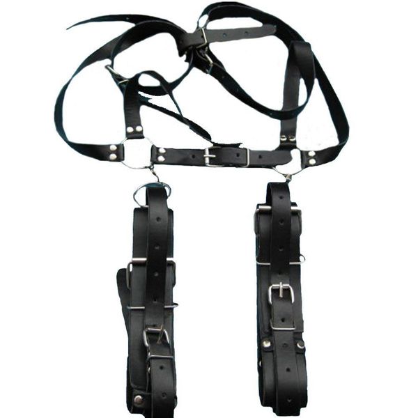 Bondage Restraint in pelle Gamba aperta Coscia Chiusura Polsini Polsini Cintura Set imbracatura fetish AU653