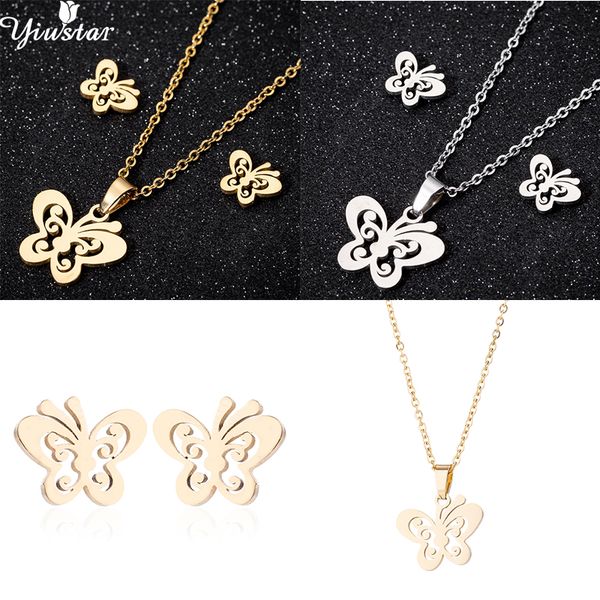 

yiustar sweet animal necklaces choker charming butterfly pendant statement necklace fashion jewelry collier femme birthday gifts, Silver
