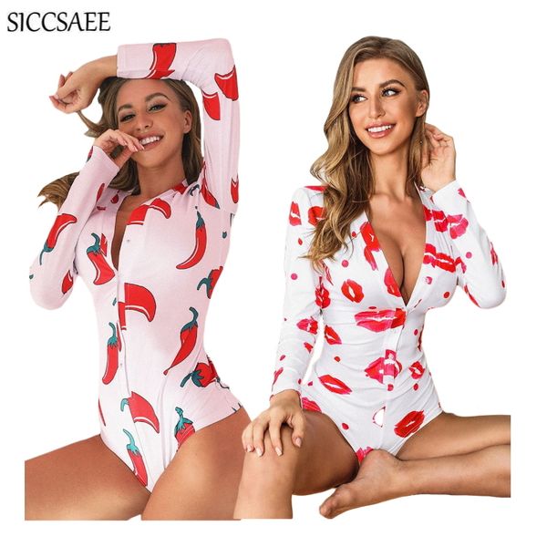 

lips chilli cartoon printed long sleeve playsuits for women one piece jumpsuits shorts casual leisure wear bodycon bodysuit, Black;white