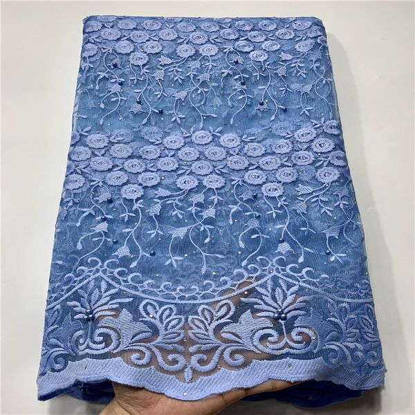

nigeria african wedding dress blue pearls stones lace french embroidery tulle fabric heavy handmade beaded lace fabric, Pink;blue