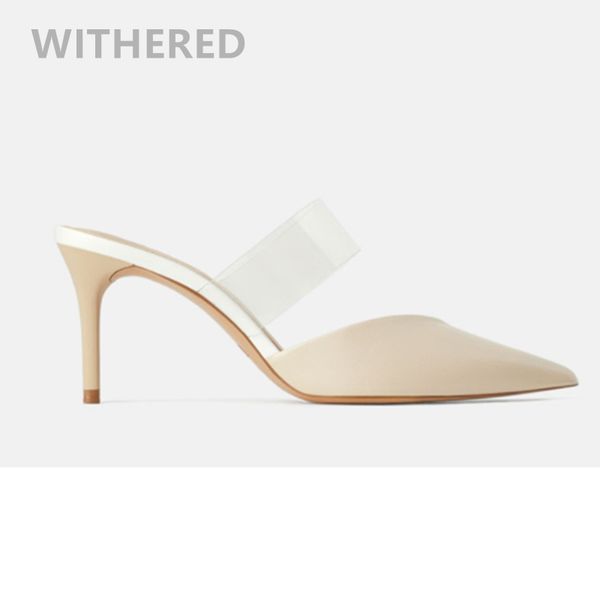 

withered 2020 ins fashion blogger england office lady cusp heels shoes high heels slippers women shoes woman women, Black