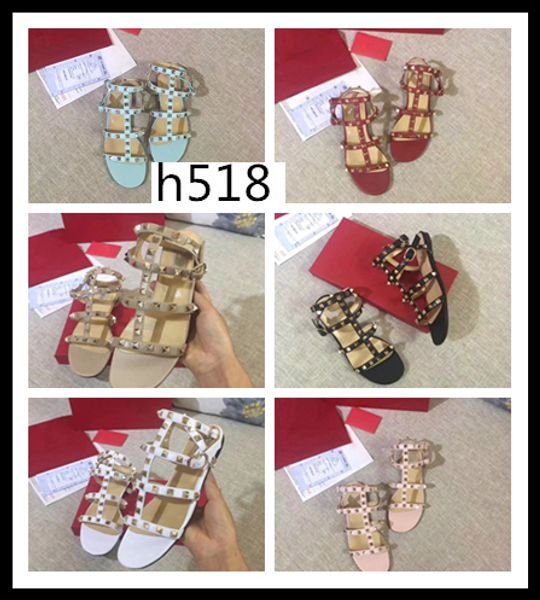 

wholesale original box design leather women stud sandals slingback pumps ladies fashion rivets shoes 6 colorssize 38, Black