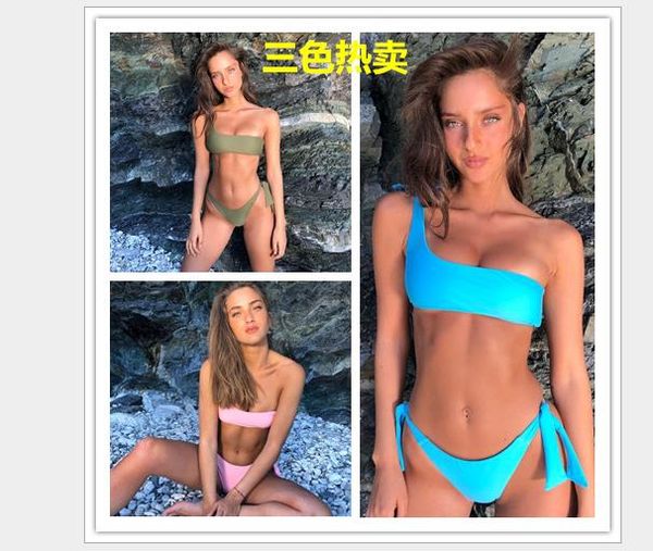 

pure single shoulder strap bikini new style swimsuit for women in 2019