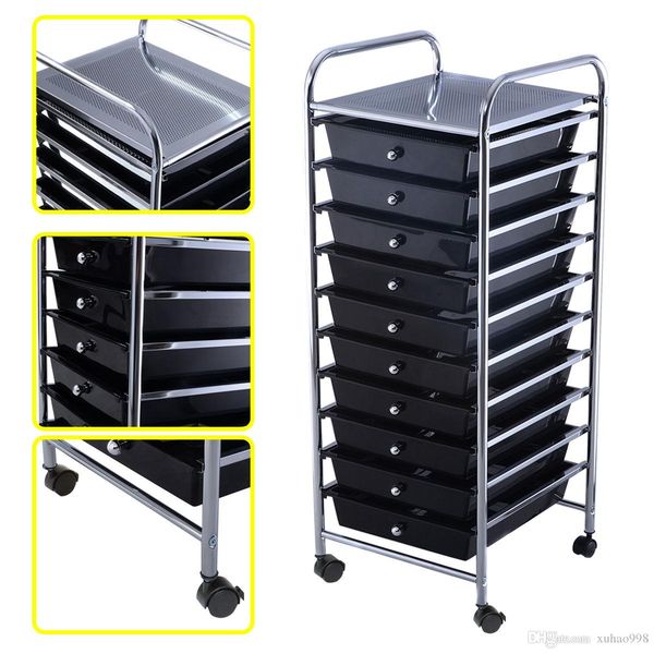 

10 drawer rolling storage cart scrapbook paper office school organizer black