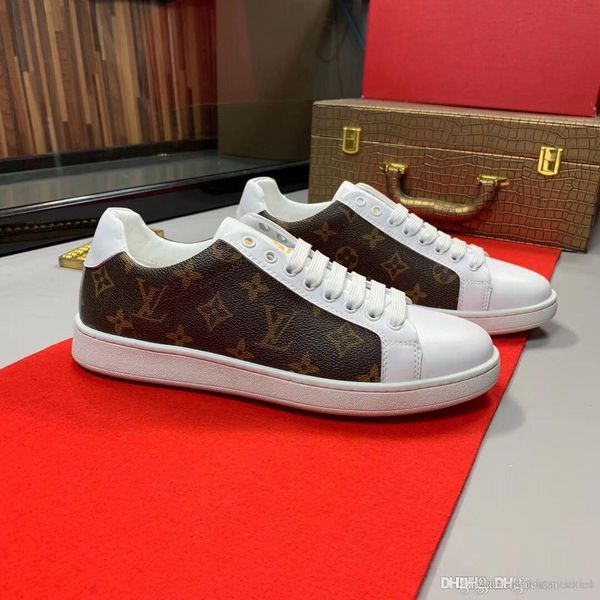 

2020 new louÃ¬s vuÃ¬tton genuine leather flat casual shoes running shoes men qaulity sports sneakers trainers, Black