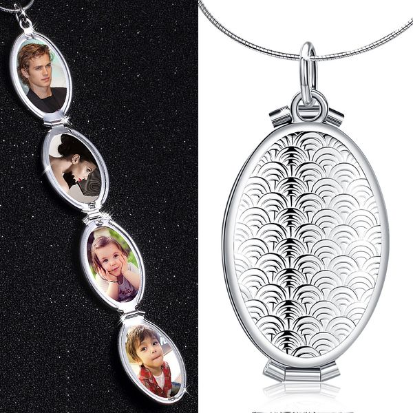 Novo Magic 4 Foto Pendant Memória Flutuante Colar Locket Para as mulheres Homens Kid menino meninas flash caixa de prata banhado cadeias família moda jóias