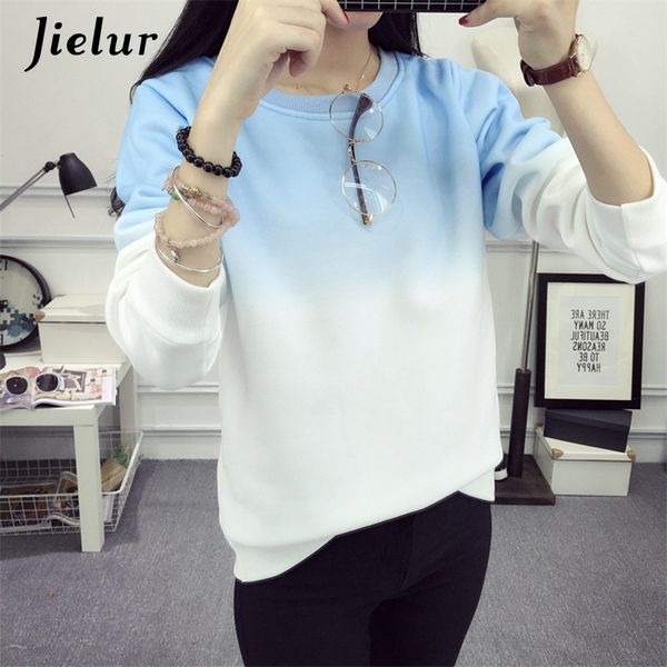 

2017 fall winter fashion cool gradient hit color women hoodies sweatshirt street full sleeve loose m-xxl tracksuits female, Black