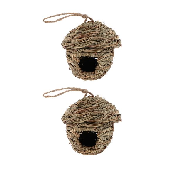 

2pcs handwoven straw bird nest birdhouse for parrot, canary cockatiel #c