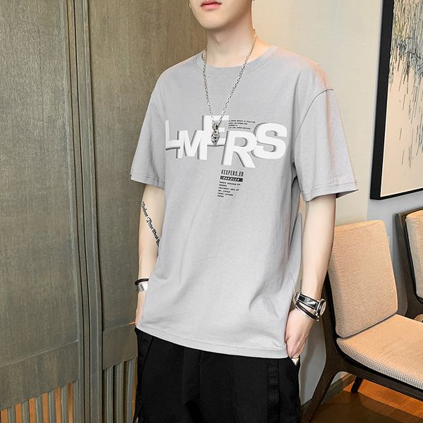 

short-sleeved t-shirt men's summer bottoming shirt korean cotton trendy tide brand loose t-shirt clothes men's half-sleeved t-shir, White;black