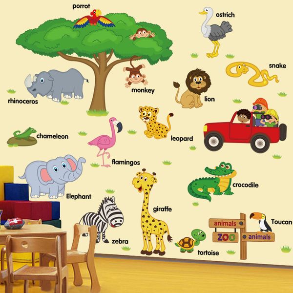 Children Childhood Stickers Animal Removable Wall Decals For Baby