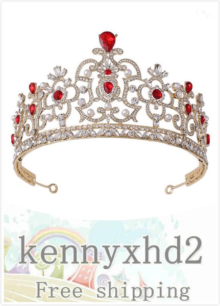 

h1236 bridal crown headdress euro baroque birthday princess hair dress wedding ceremony red hair band accessories, White;golden