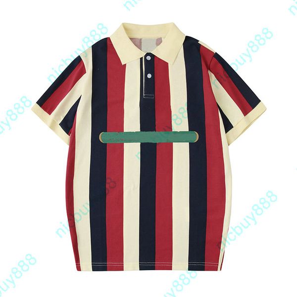 

designer summer luxury clothing men polo classic striped red blue patchwork color t-shirt casual gold letter print tee t shirt tshirt, White;black