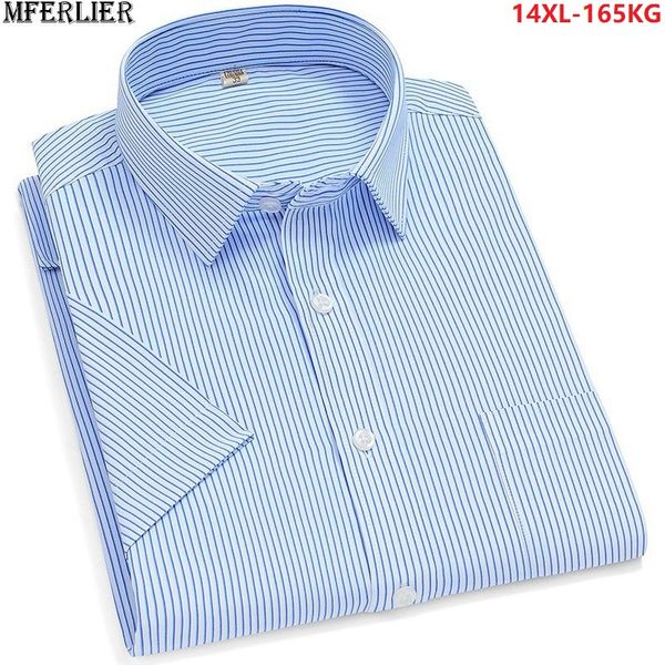 

summer striped shirt for men office shirt short sleeve formal business shirts loose blue plus size big 6xl 7xl 8xl 9xl 10xl 11xl, White;black