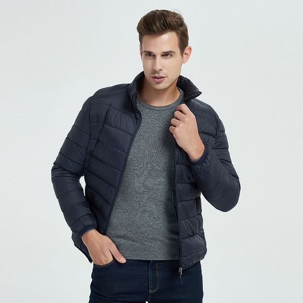 

qpfjqd man waterproof jackets parka stand collar autumn winter warm outwear slim mens padded coats casual windbreak long sleeve, Tan;black