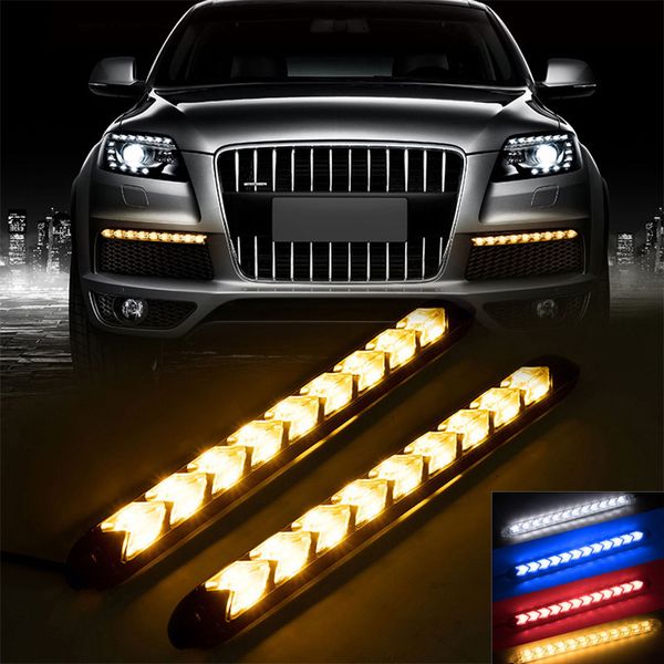 Auto LED DRL Indicatore di direzione Luce diurna impermeabile Tubo di flusso flessibile Illuminazione a strisce Lampeggiatore Lampada di avvertimento che scorre 4 colori