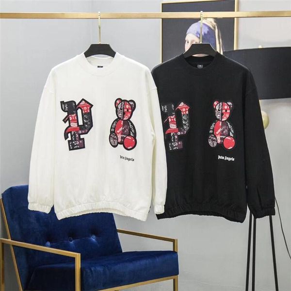 

19ss mens designer hoodies classic palm angels sweater women brand hoodie fashion sweatshirt pa bear hoodie mens streetwear b100896k, Black