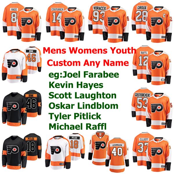 

philadelphia flyers jerseys claude giroux jersey carter hart jakub voracek shayne gostisbeher nolan patrick hockey jerseys custom stitched, Black;red