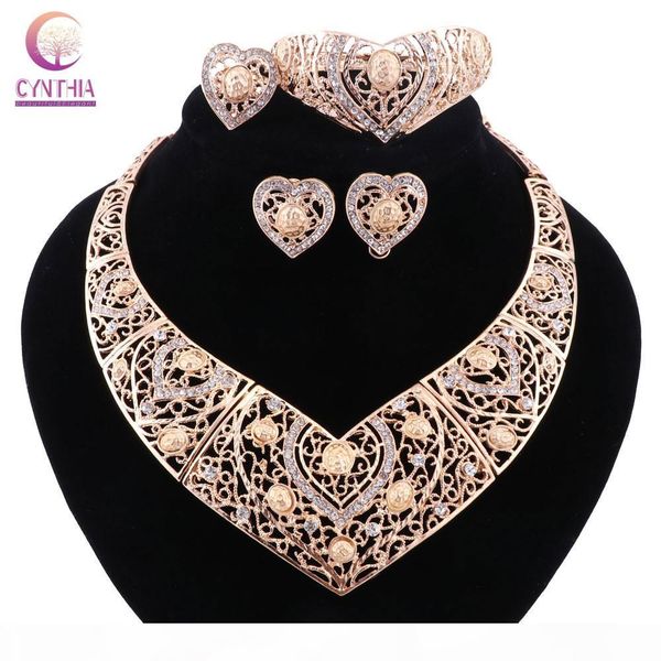 

statement necklace with earrings bracelet jewelry sets trendy boho crystal women necklace for party wedding 2016, Black