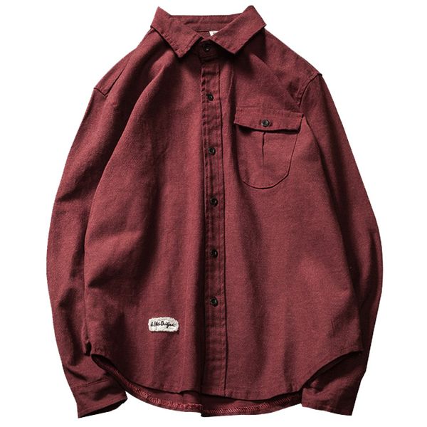 

japanese long sleeve flannel shirt men fat plus size 5 xl solid loose shirt men's dress black red stylish shirts for men 50cs, White;black