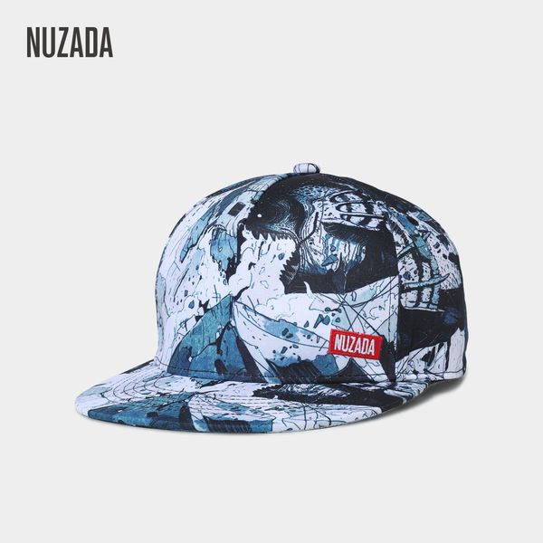 

nuzada hd digital printing baseball cap for men women couple snapback bone brand design style hats original graffiti art, Blue;gray