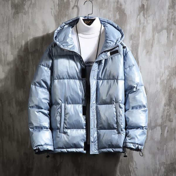 

new style winter jacket men 2019 fashionable casual plus size black men parkas bright solid hooded coat veste homme hiver