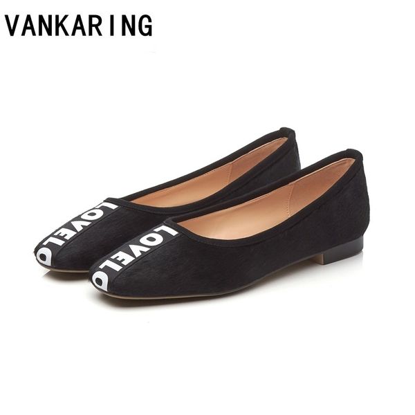 

fashion print horse hair spring summer shoes woman leather pumps cozy round toe low heel woman ladies office dress casual shoes, Black
