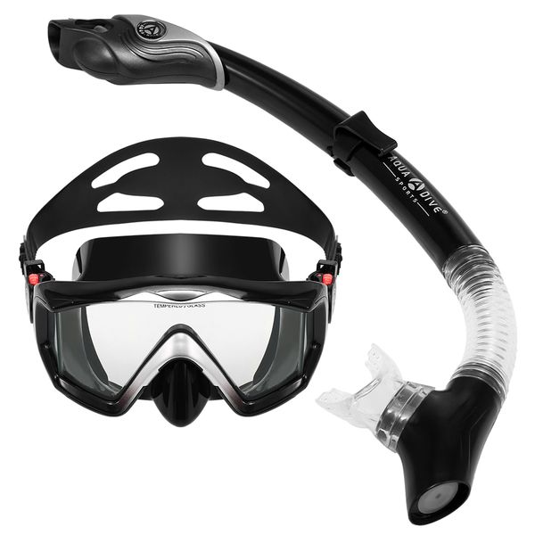 

snorkeling mask snorkel set anti-fog three-window panoramic goggles with easy breath dry snorkel tube for swimming diving