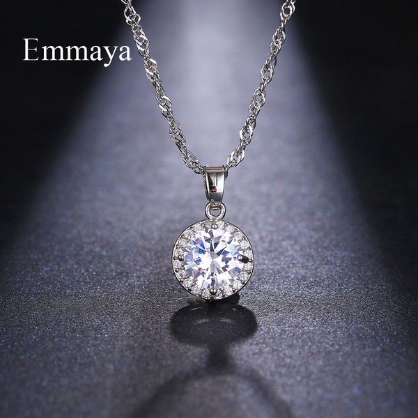 

emmaya women cubic zircon wave chain exquisite round stone fashion multicolor necklace party good quality present for friends, Silver